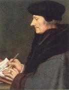 Hans holbein the younger Portrait of Erasmus of Rotterdam writing oil
